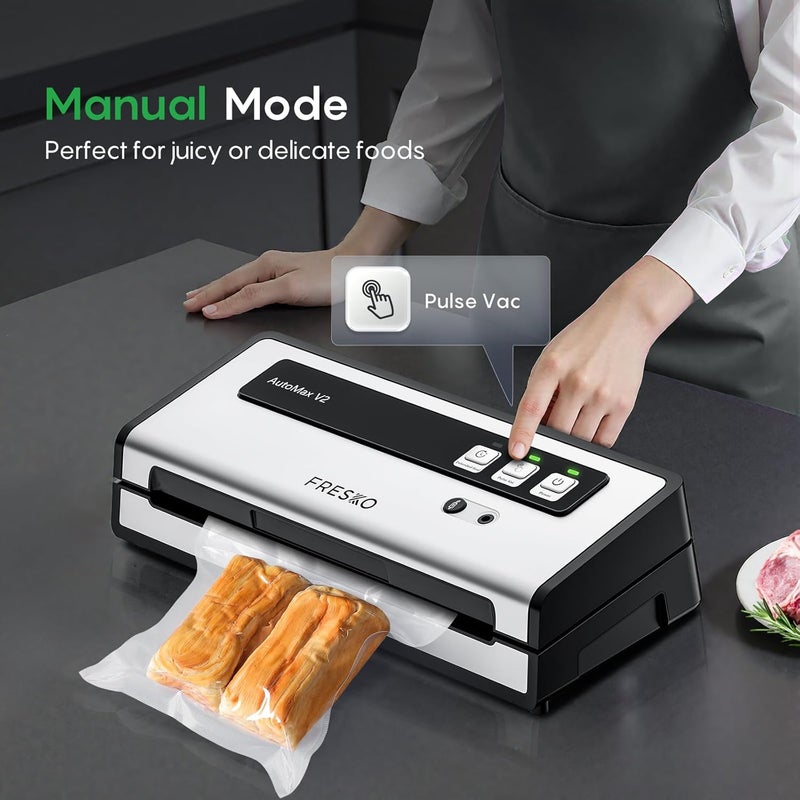 Fresko Vacuum Sealer Machine with Automatic Bag Detection, Double Heat Seal, Compact Food Sealer, Easy to Use, Starter Kit - Image 4